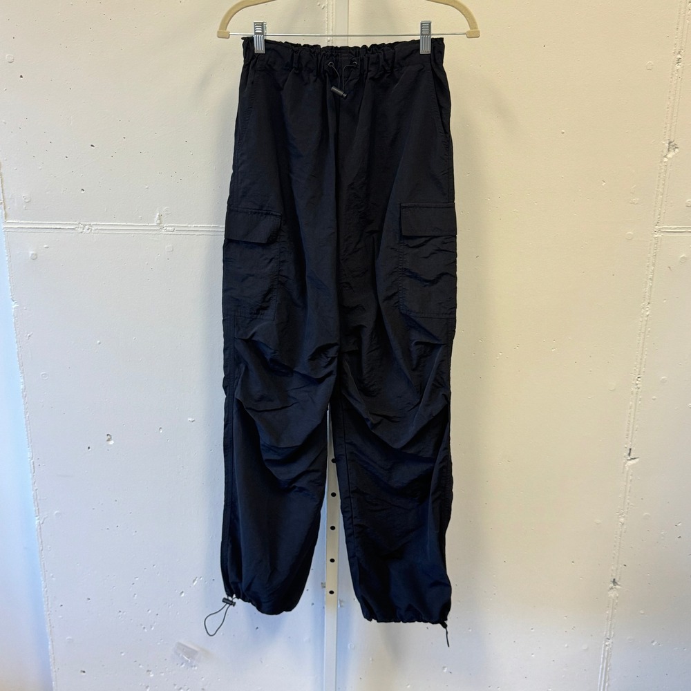 Love Tree Nylon Parachute Cargo Utility Pants Streetwear Gorpcore Small Black